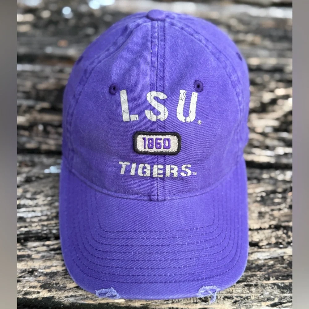 NCAA Louisiana State University LSU Tigers Adjustable Purple Distressed Cap T4